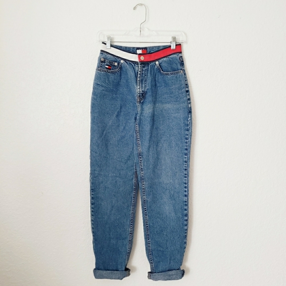 90s Tommy Hilfiger Vintage High Rise Tapered Jeans - Picture 2 of 8